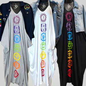 Chakras Summer Comfy Low Crotch, Yoga Tank Top Romper with 7-Chakras Symbols & Pockets