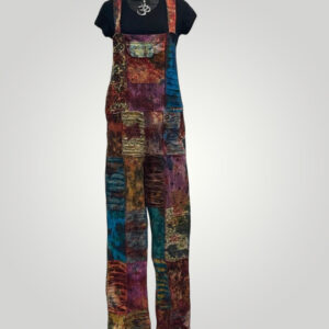 Distressed Multicolor Hippie, Harem, Tie-Dye, Patchwork Overalls