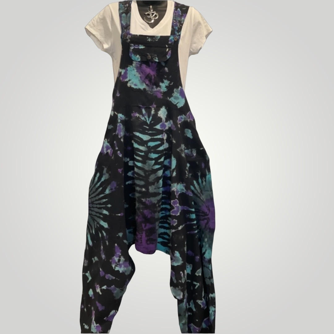 Bohemian Tie-Dye Ethnic Funky, Hippie, Festivals, Drop Crotch Jumpsuit