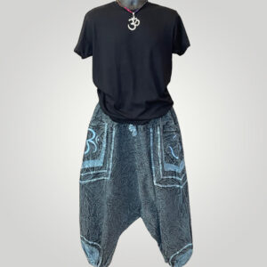 Drop Crotch  Everyday Yoga Unisex Trousers With Large OM Symbols on Pockets