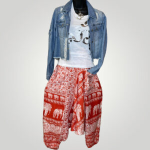 Elephant Print Lightweight, Harem, Drop Crotch Yoga Trousers