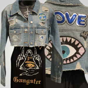 Evil Eye Women's Half Jean Jacket