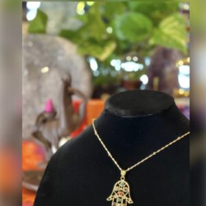 Hamsa Hand Gold Plated Charm with Gemstones