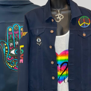 Hamsa Denim Blue Jean Jacket with (Hamsa Hand)