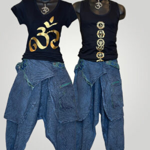 Heavy Duty Drop Crotch Skirt Trousers With OM Symbol