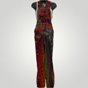 Hippie Harem, Red Tie-Dye, Multicolor, Vintage Overalls