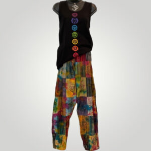 Harem Tie-Dye Multicolor Patchwork Trouser with Spiritual Symbols