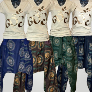 Unisex Harem Drop Crotch, Meditation, Yoga, Buddha Trousers with Pockets & OM Symbols