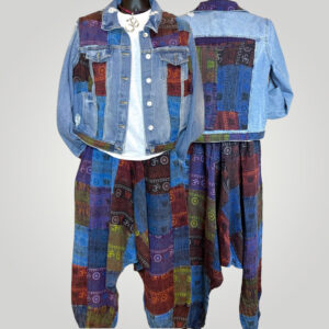 Handmade Patchwork, Drop Crotch Trouser with OM Symbols