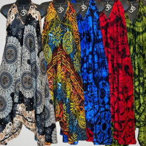 Floral, Tie-Dye Print Backless Summer, Vacation, Beach Dresses