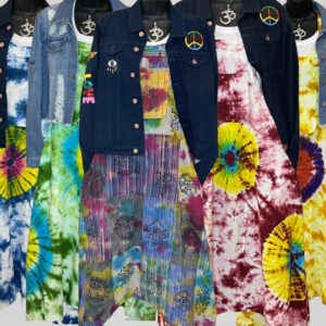 Kangaroo Pouch Harem Drop Crotch Tie-Dye Cotton Jumpsuit