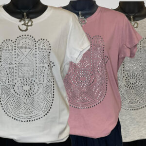 Hamsa Hand "Nailhead" Women Crew Neck T-Shirts
