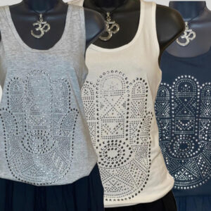 Rhinestone, Nailhead Hamsa Hand Tank-Top, Spiritual, Protection, Evil Eye Shirt, Witch Tee, Hamsa Tank