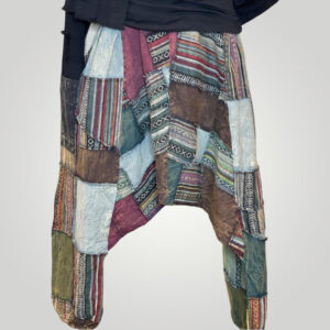 Harem, Hemp, Unisex Drop Crotch Patchwork Trousers