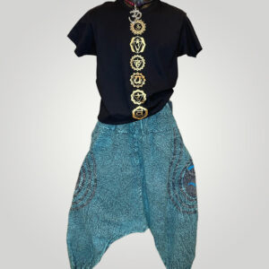 Namaste Drop Crotch Trousers with Large OM Symbols & Pockets